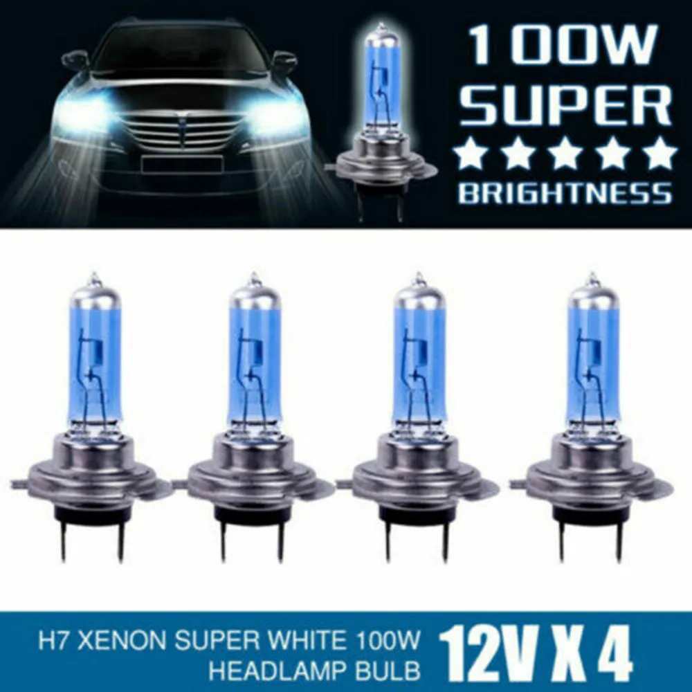 4x100w 4500k лампы для фар с белым эффектом