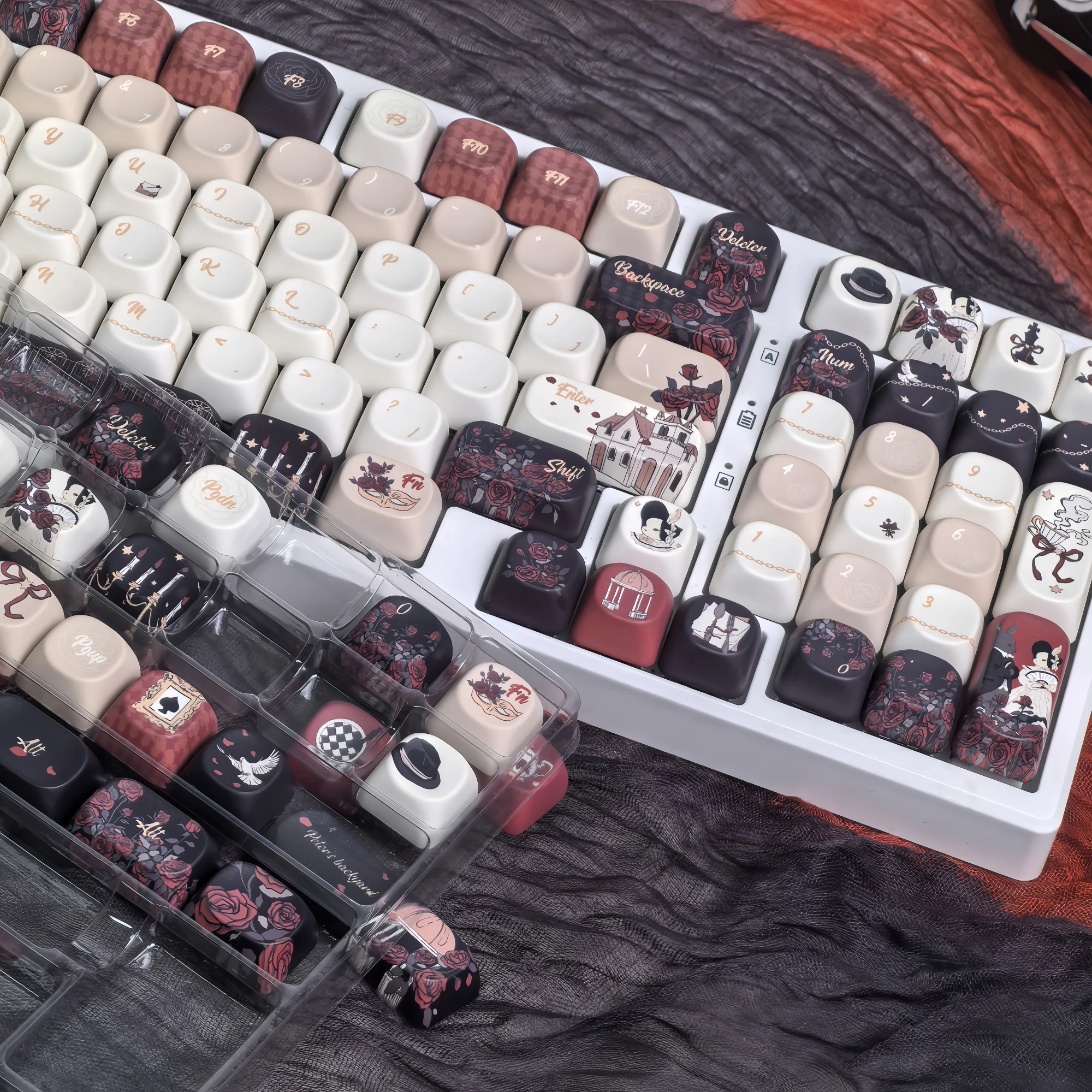 Красный, черный готический розовый колпачок moa cherry profile pbt - Фотография_2