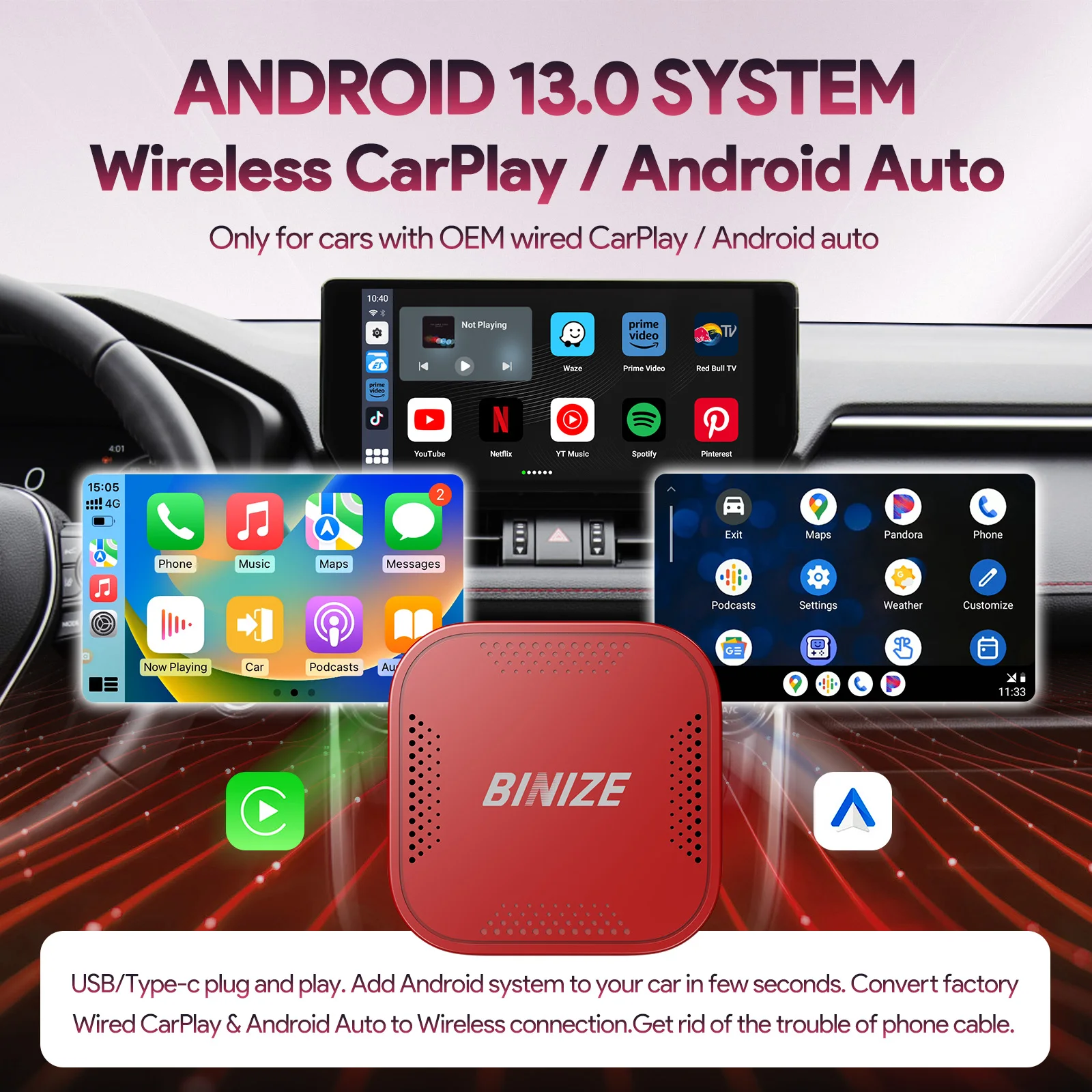 Binize carplay ai box android 13 - Фотография_3