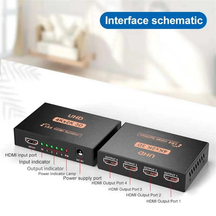 1x4 hdmi-совместимый преобразователь-сплиттер 1 в 4 выхода hd 1 - Фотография_2
