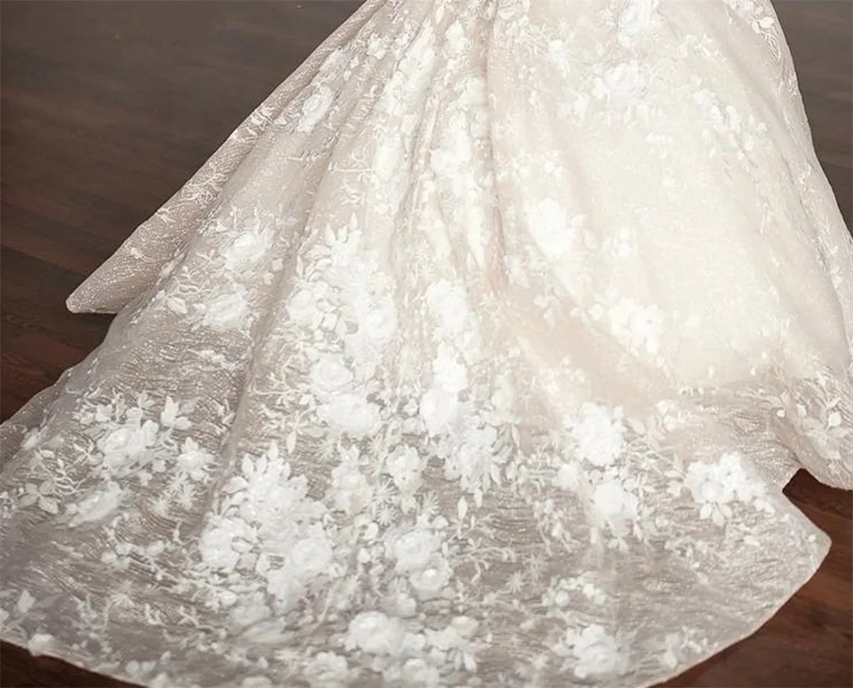 Белые платья с цветочным узором для девочек на свадьбу - Фотография_4