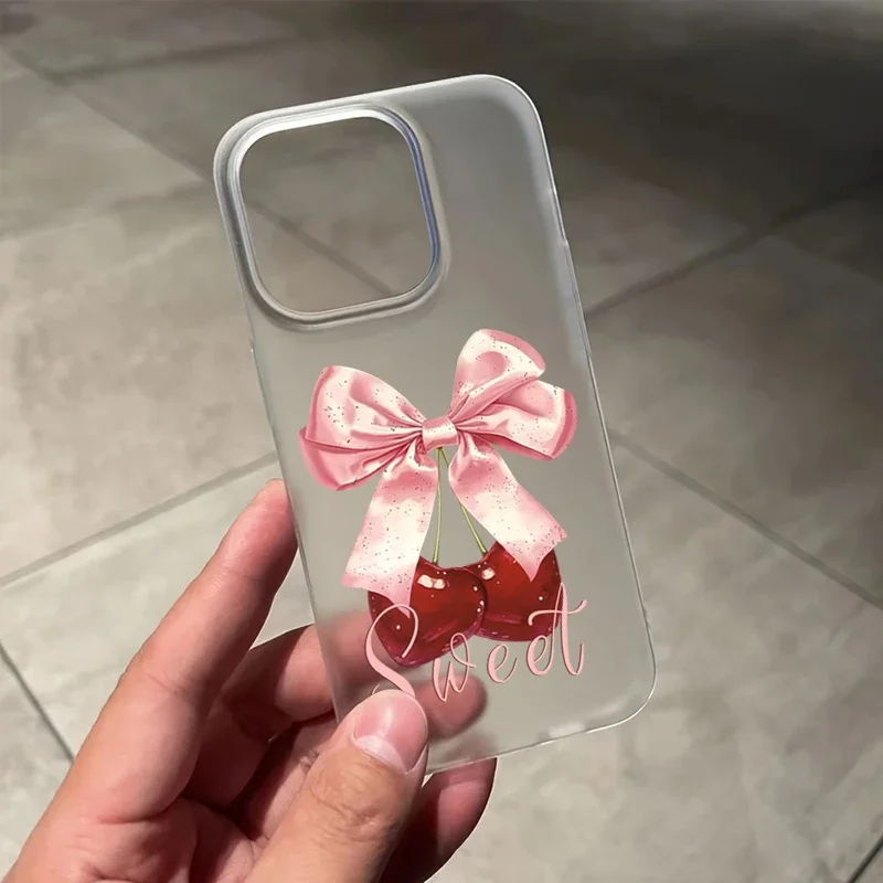 Cute cherry bowknot clear phone - Фотография_6