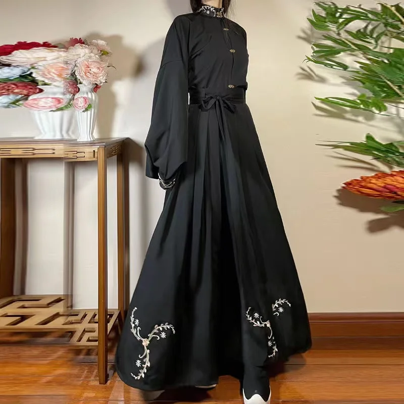 Винтажное черное платье ханьфу для мужчин и женщин - Фотография_3