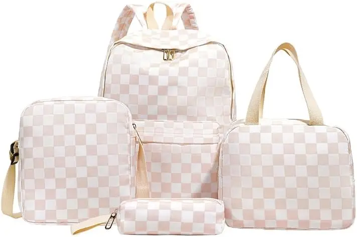 Рюкзак в клетку с пеналом и маленькой