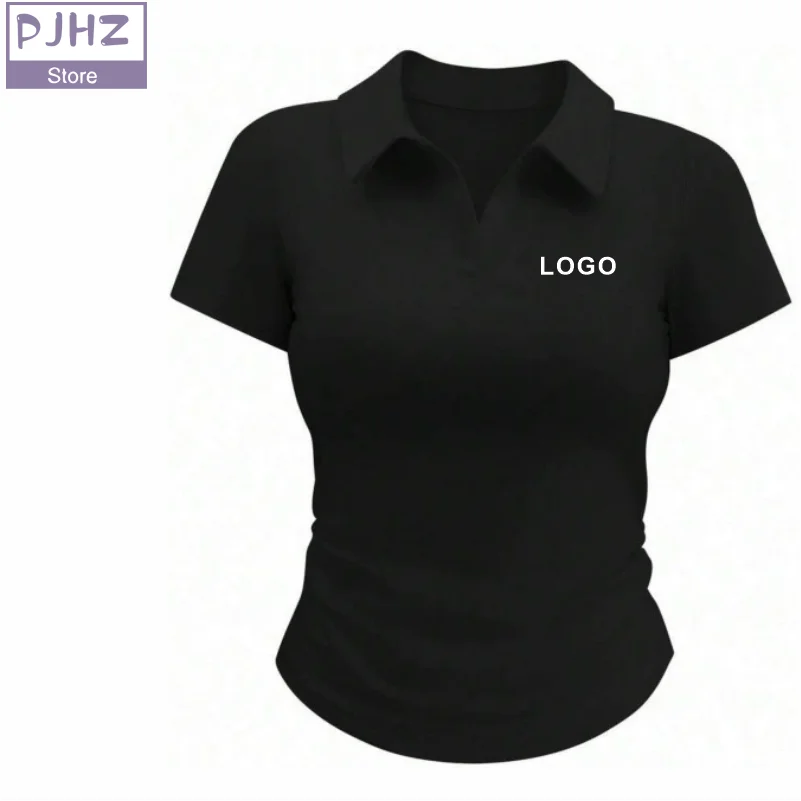 Женская однотонная рубашка-поло - Фотография_3