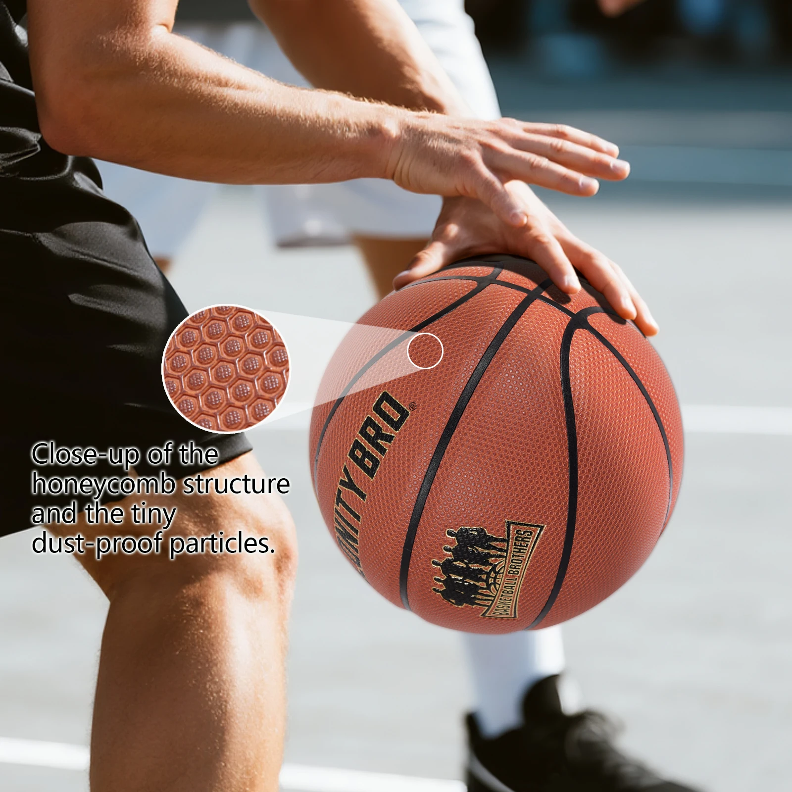 Высококачественный коричневый баскетбольный мяч из искусственной кожи