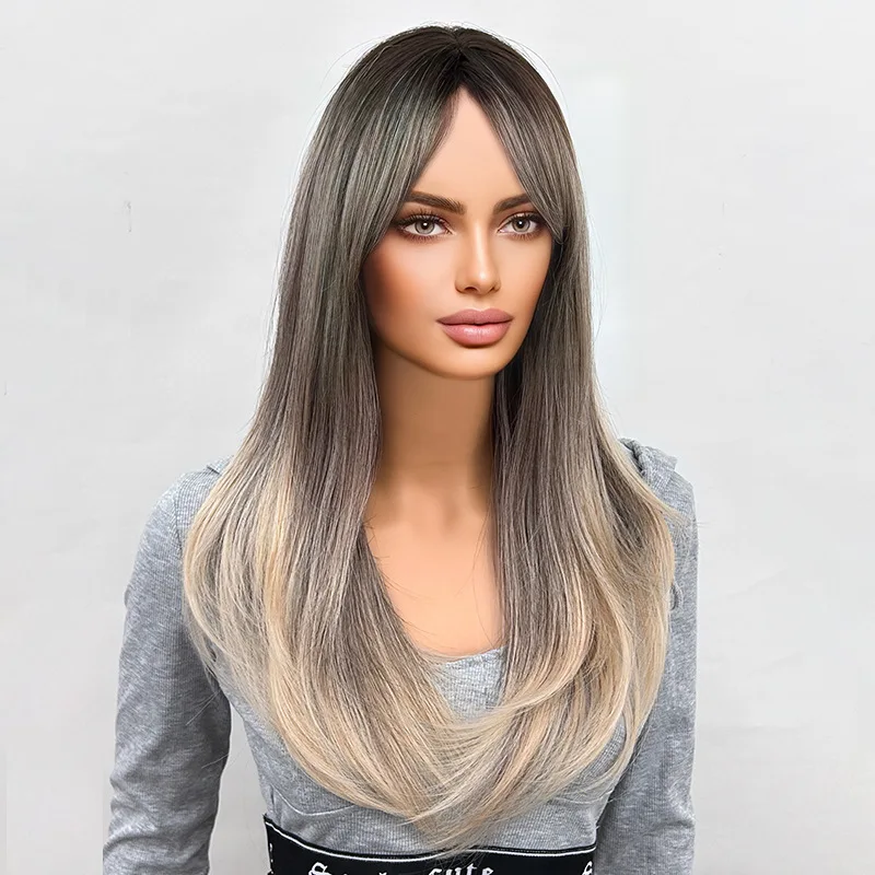 Длинный прямой синтетический парик с постепенным изменением - Фотография_2