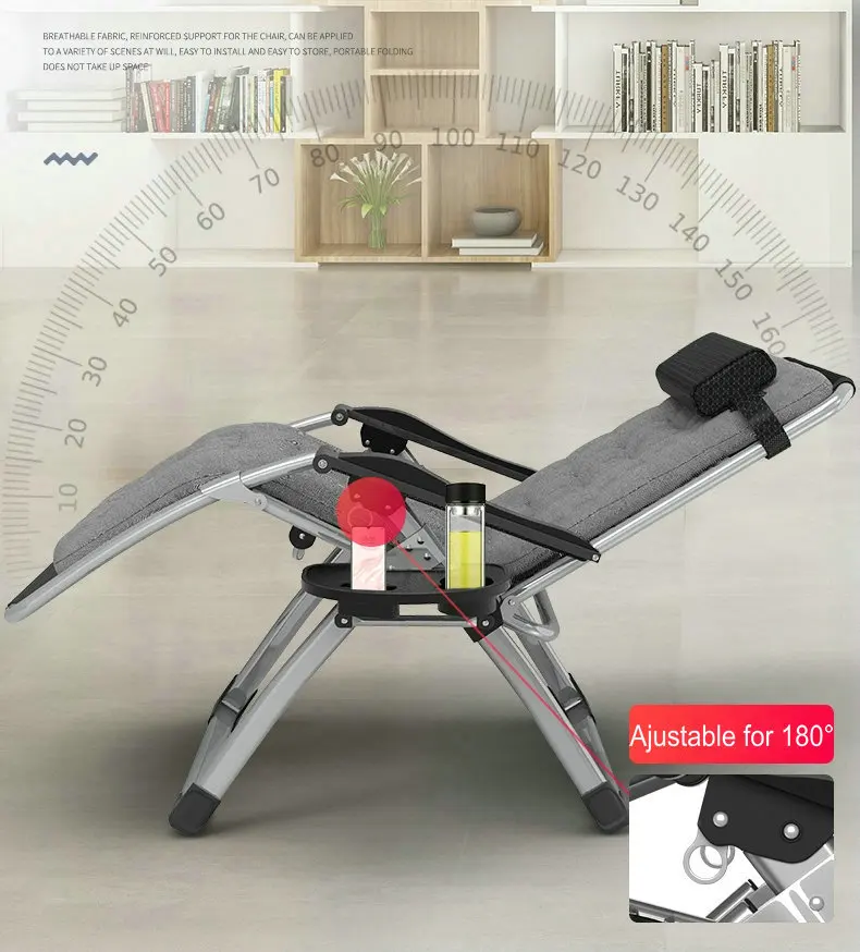 Легкий пляжный стул с нулевой гравитацией на открытом воздухе - Фотография_3