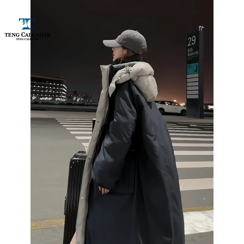 Модный пуховик, корейская версия до колена - Фотография_2