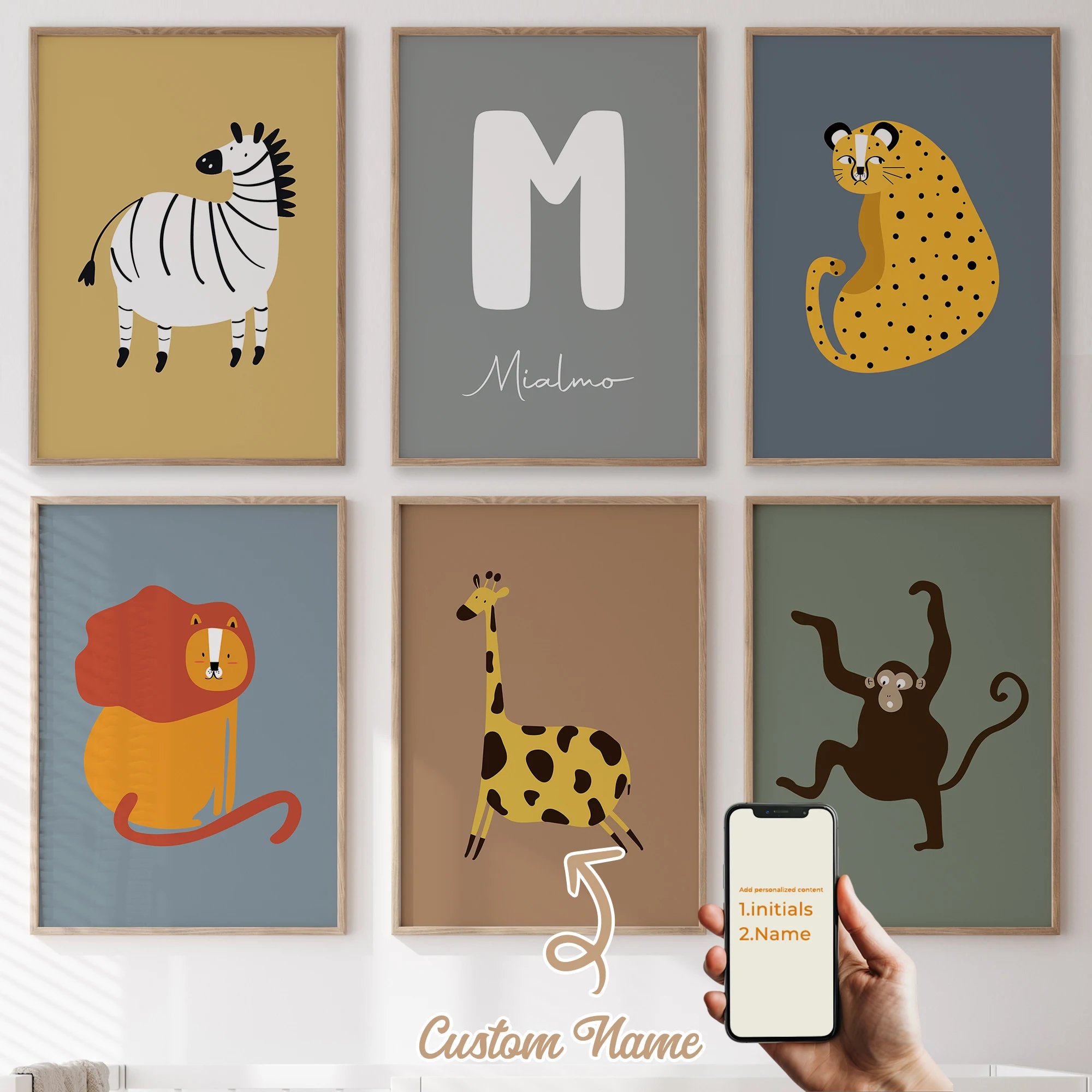 Персонализированное имя с милым мультяшным животным