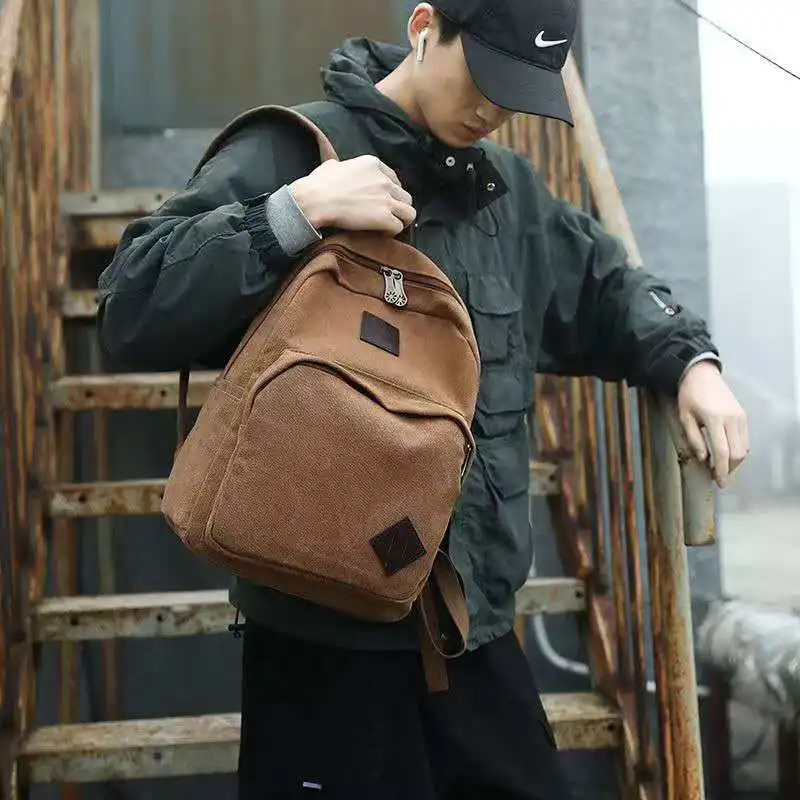 Мужской рюкзак, повседневная парусиновая сумка на два плеча - Фотография_6