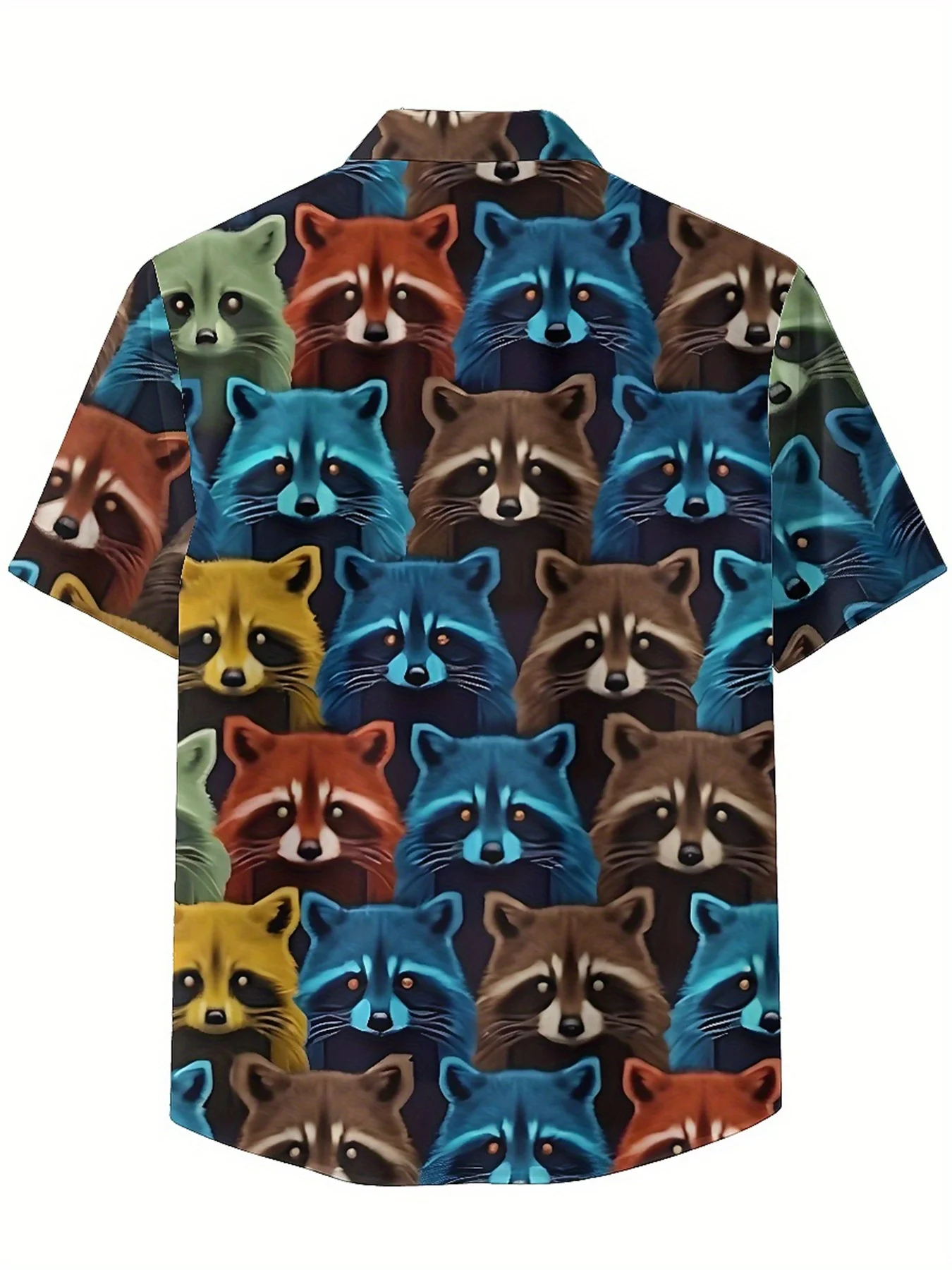 Мужские гавайские рубашки больших размеров. цветной узор енота - Фотография_5
