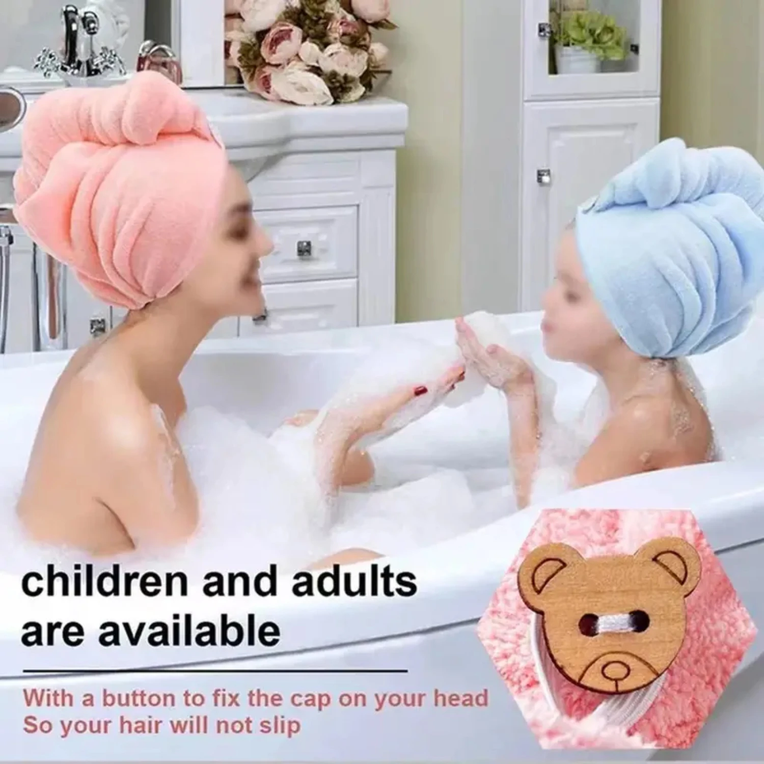 Must-have soft and fast-drying microfiber women's hair towel hat - Фотография_4