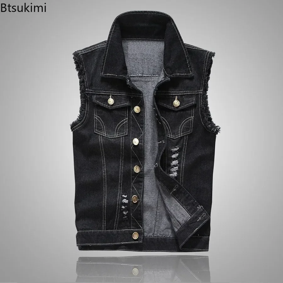 Новая модная джинсовая куртка без рукавов - Фотография_4