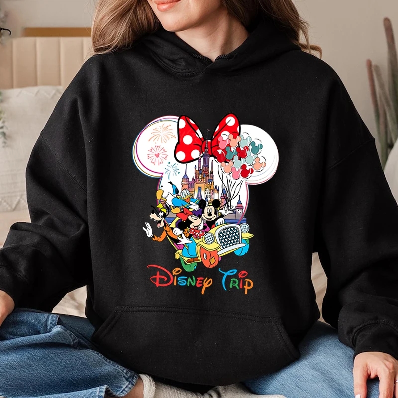 Женская толстовка с капюшоном и принтом головы минни disney trip