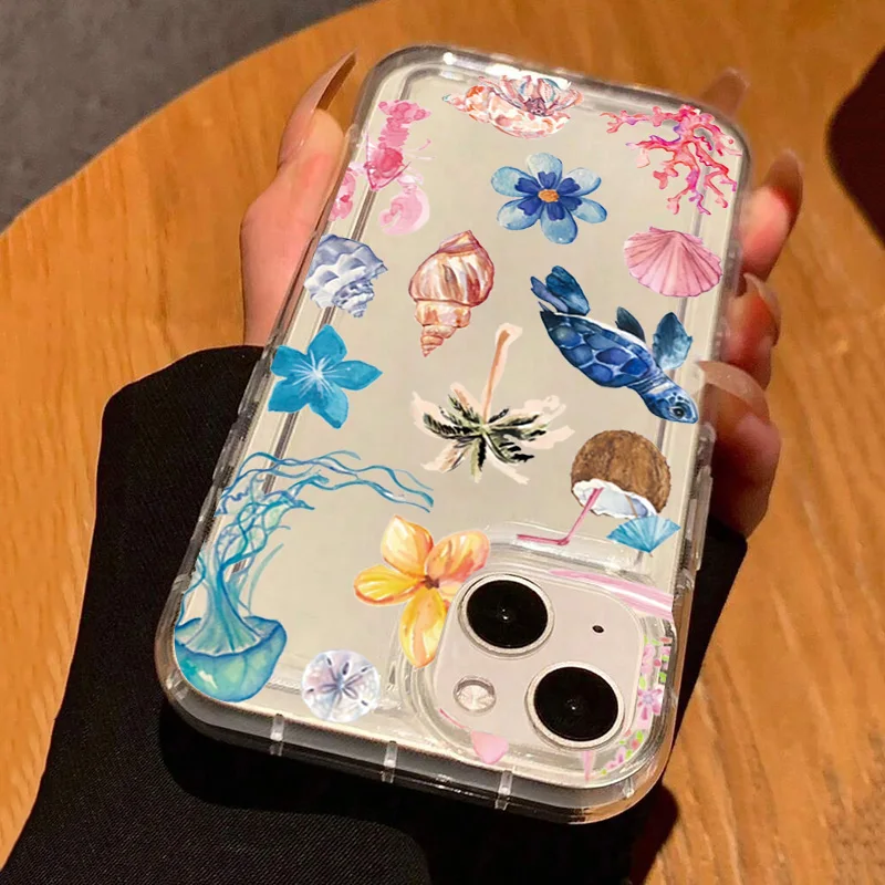 Прозрачный чехол с принтом черепахи и омара и кокоса для iphone 16e 16 - Фотография_4