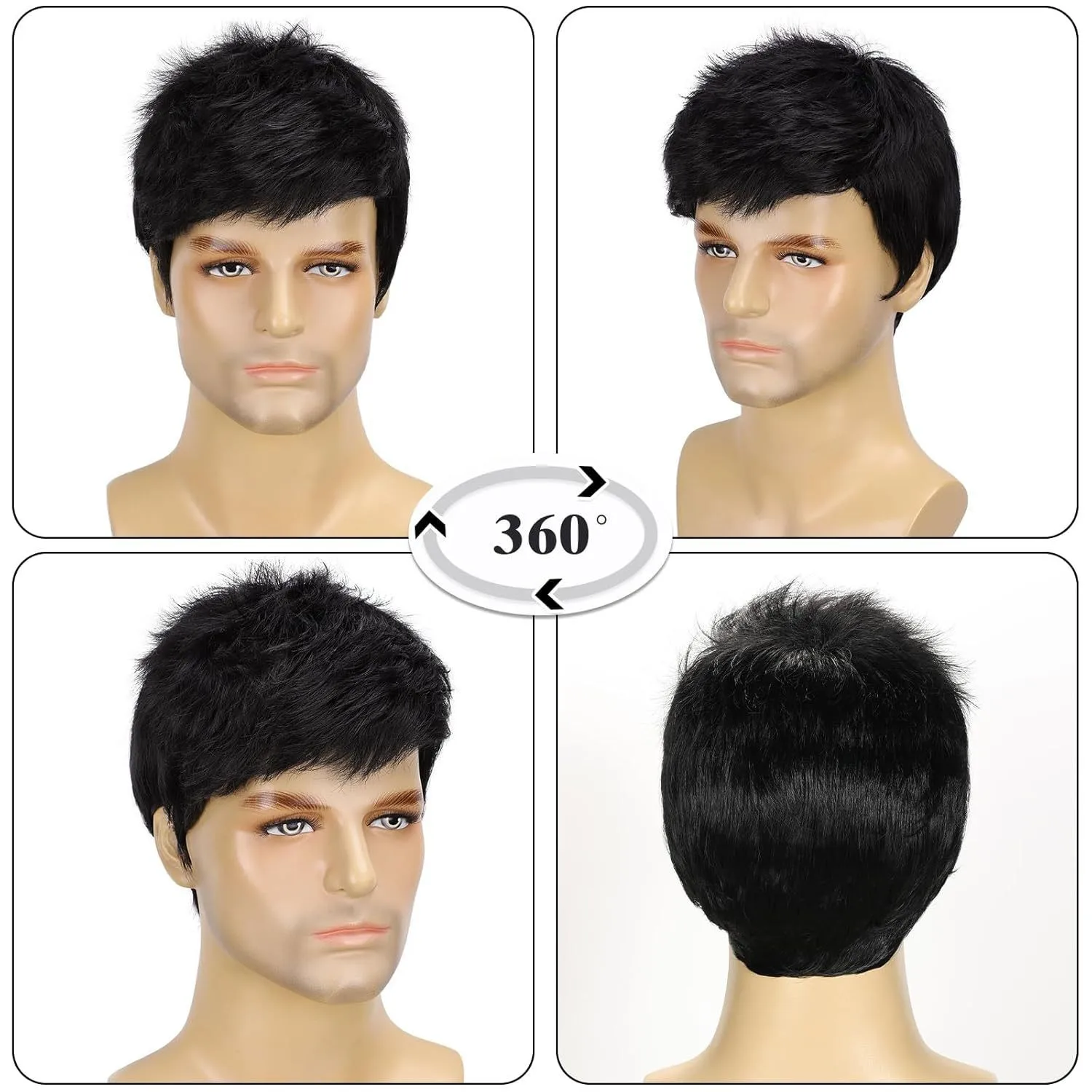 Черный короткий синтетический парик - Фотография_2