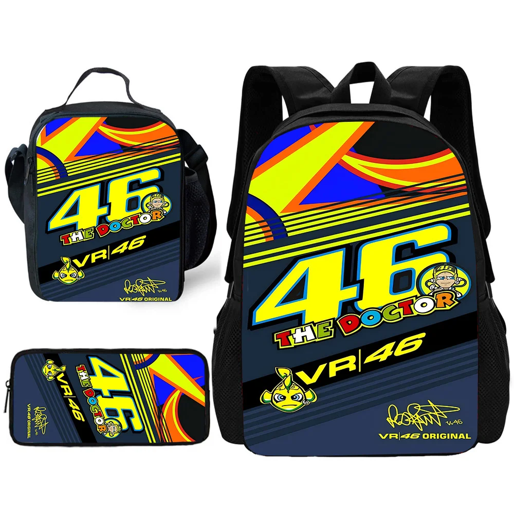 Детский школьный мотоциклетный рюкзак r-rossis vr-46 с сумками для обеда - Фотография_2