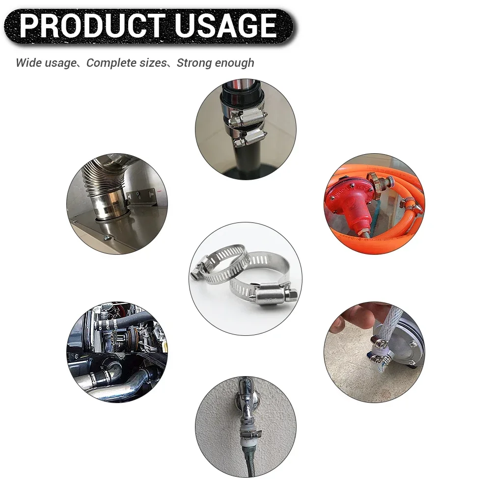 Регулируемые хомуты для шлангов 32 мм-70 мм из нержавеющей стали 304 - Фотография_5