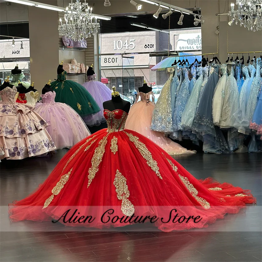 Роскошное красное платье quinceanera - Фотография_3