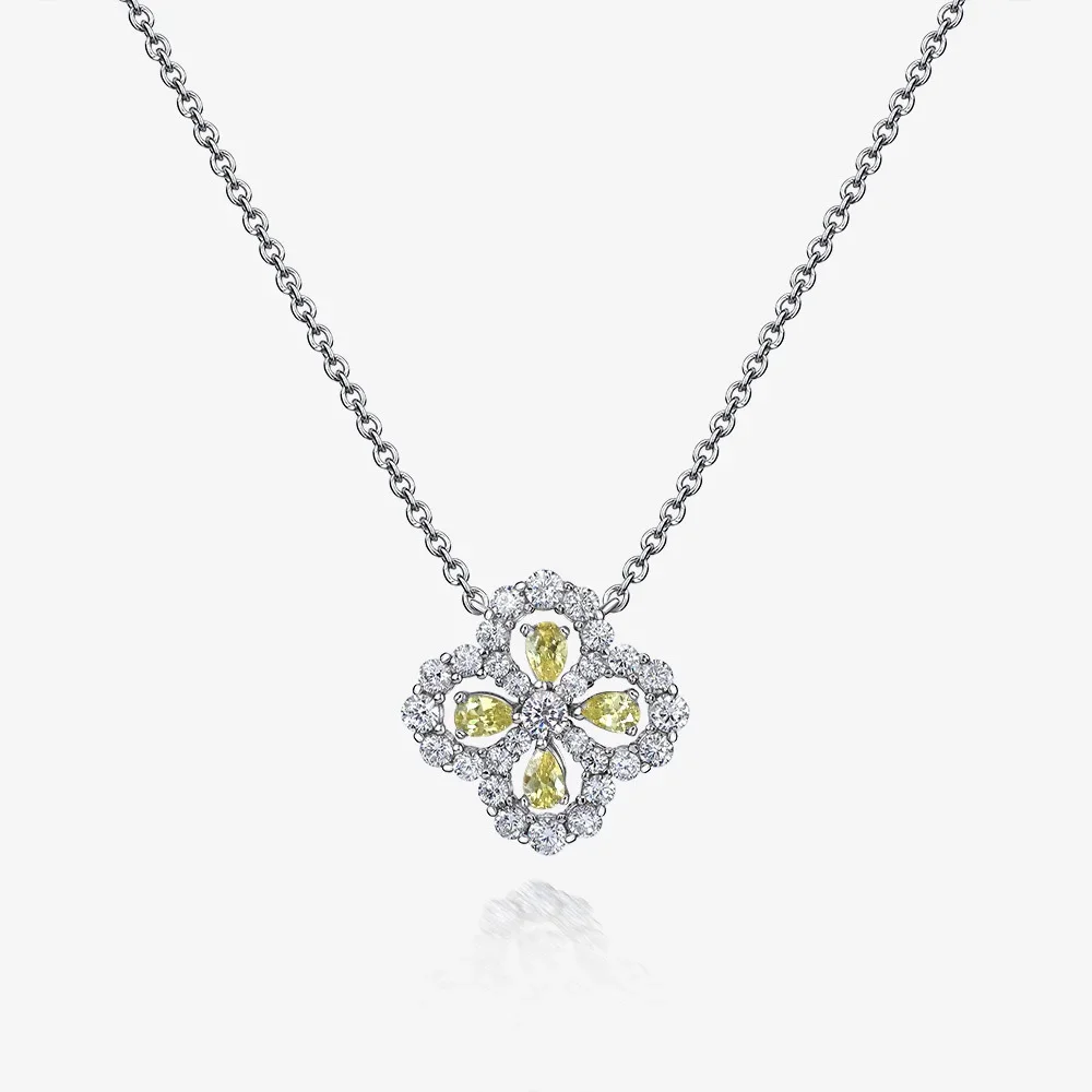 Ables chic серебряный кулон с имитацией желтого берилла и клевера