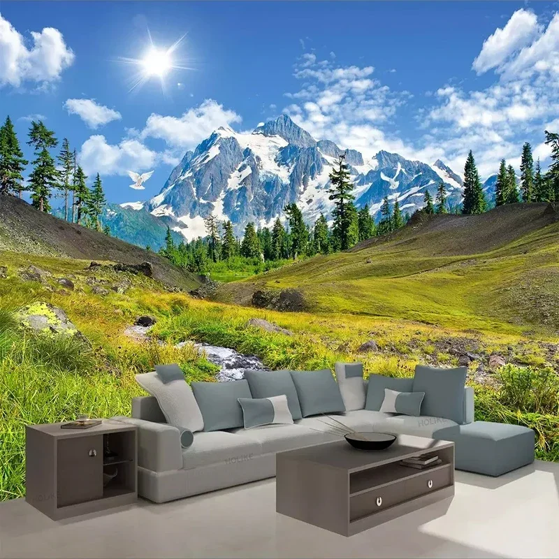3d фотообои с изображением снежной горы