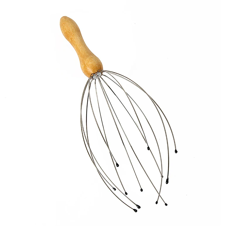 Массажер для головы осьминог с деревянной ручкой - Фотография_4