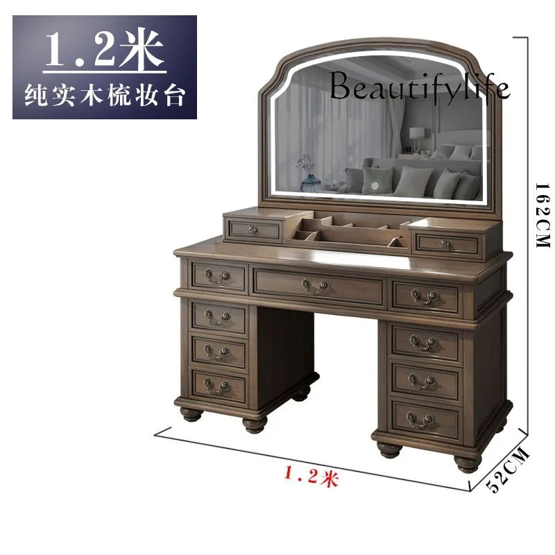 Большое зеркало большой емкости из чистого массива дерева с лампой - Фотография_3