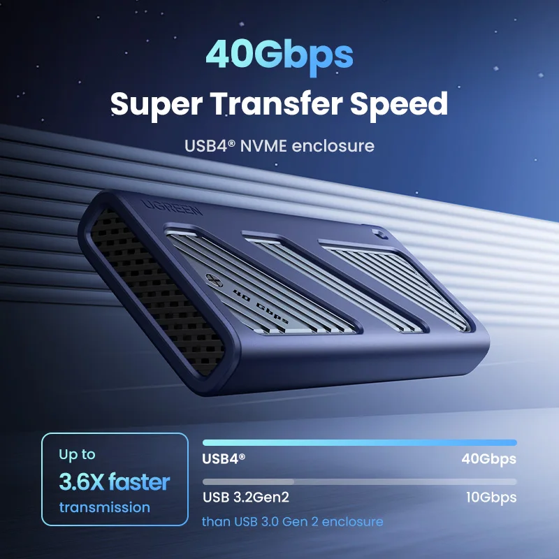 Корпус ugreen 40 гбит/с m.2 nvme с охлаждающим вентилятором - Фотография_3