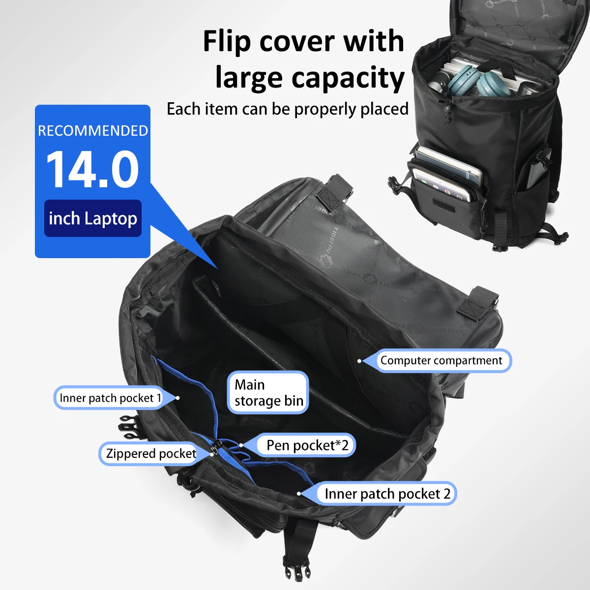 Tigernu повседневный рюкзак мужской дорожный рюкзак сумки для ноутбука 15 - Фотография_4