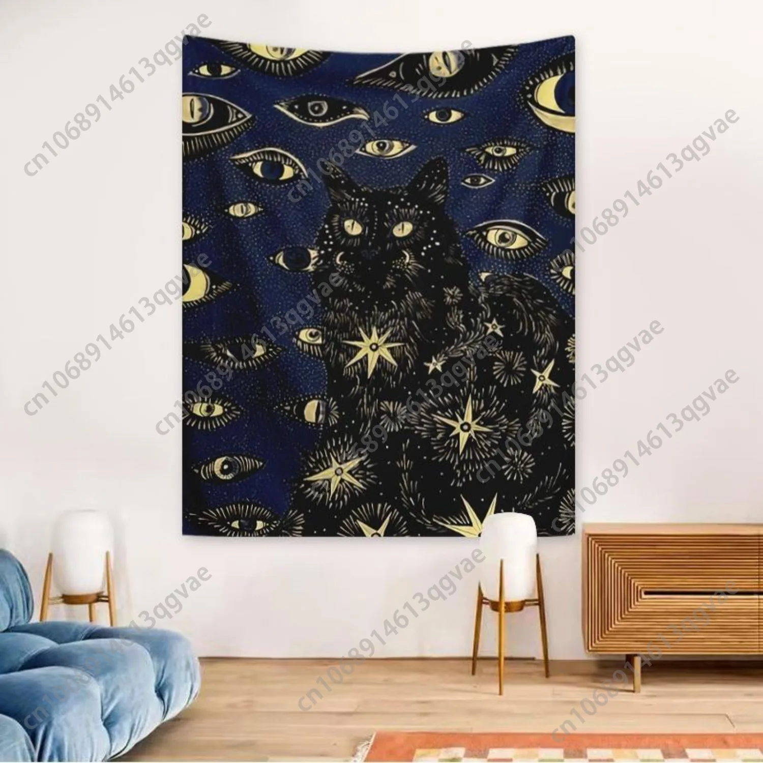 Настенный гобелен с рисунком кота и глаза - Фотография_2