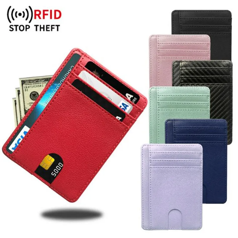Тонкий кожаный кошелек с блокировкой rfid