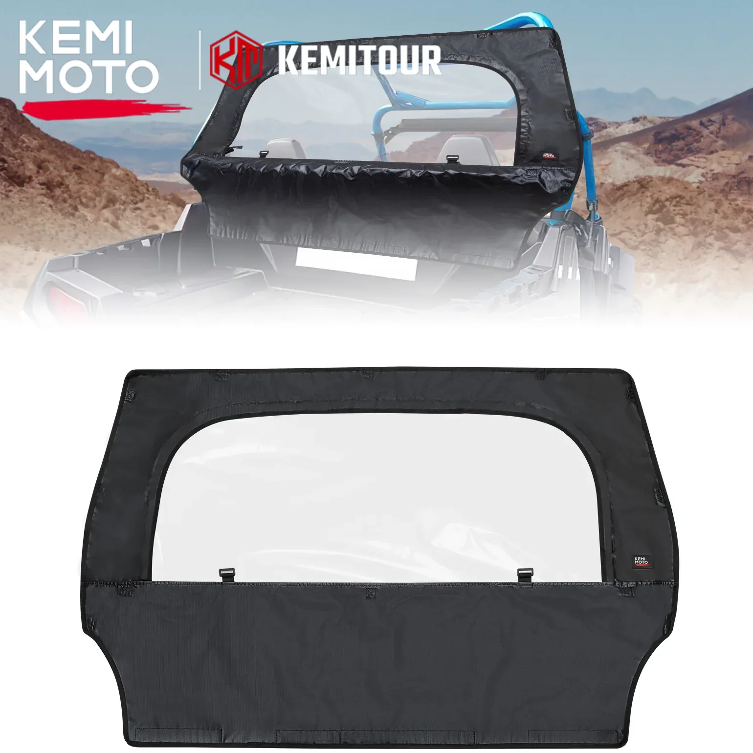 Kemimoto utv мягкое заднее лобовое стекло 2-в-1 с окошком на молнии