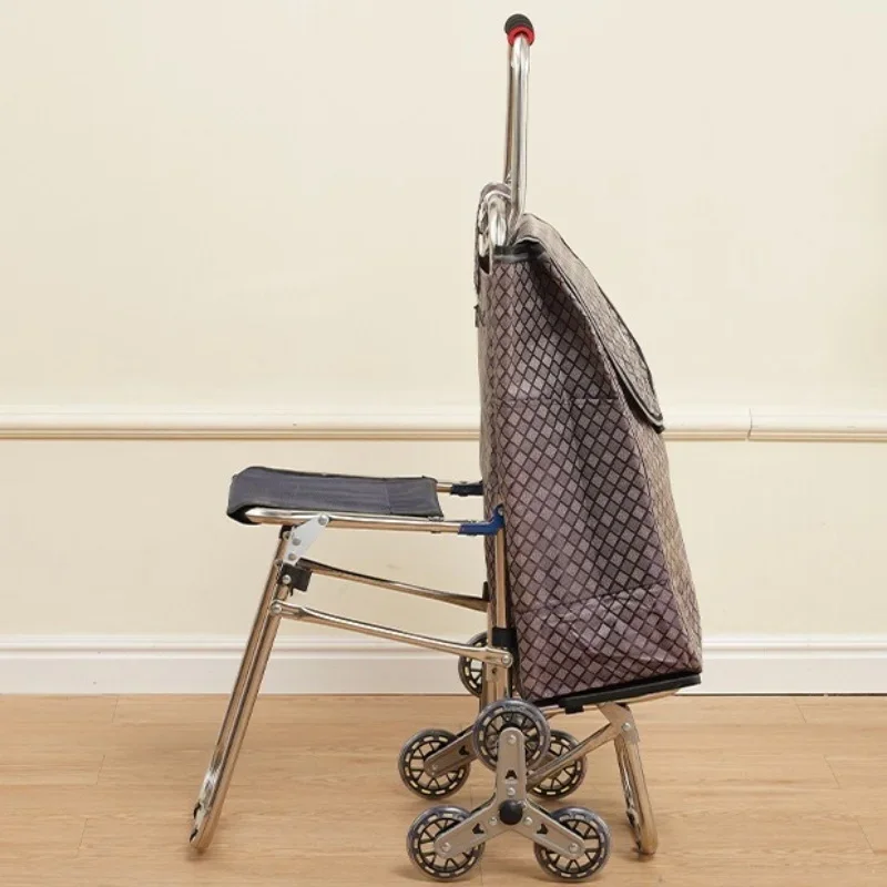 Тележка для покупок для пожилых людей с сиденьем - Фотография_6