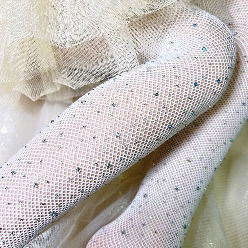 Детские плотные колготки со стразами для девочек - Фотография_4