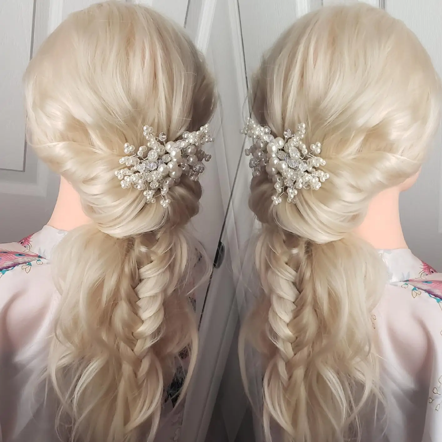 Голова-манекен блонд с 80% натуральными волосами для причесок - Фотография_5