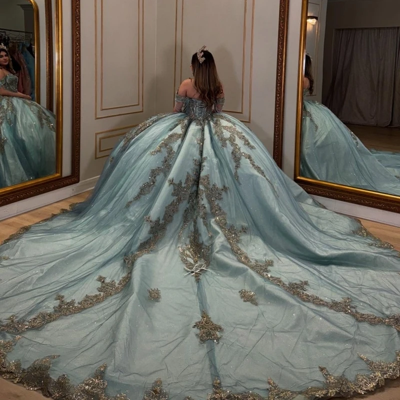 Голубое платье принцессы quinceanera - Фотография_4