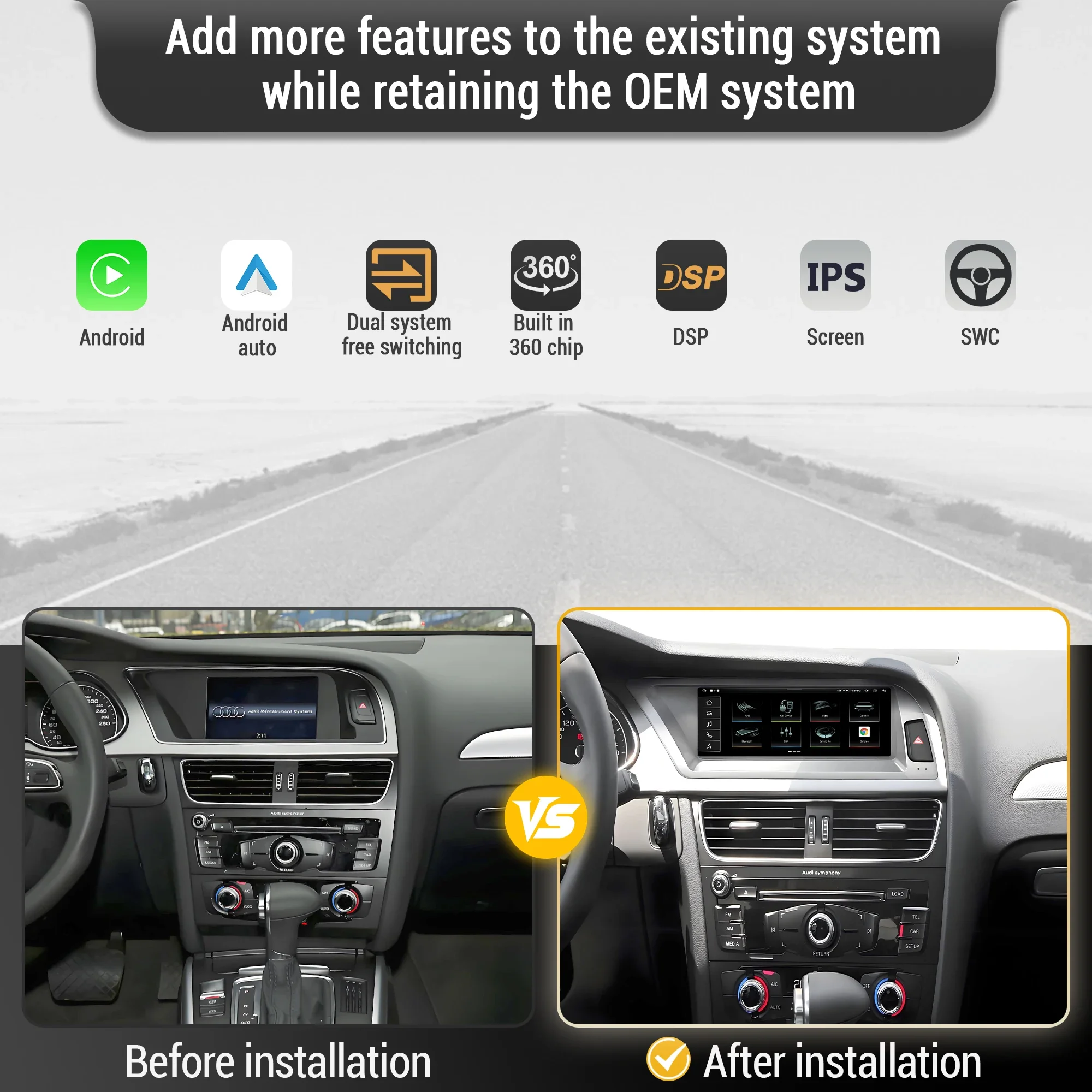 8,8-дюймовый левый руль android 13 для audi a4 2009-2012 - Фотография_2