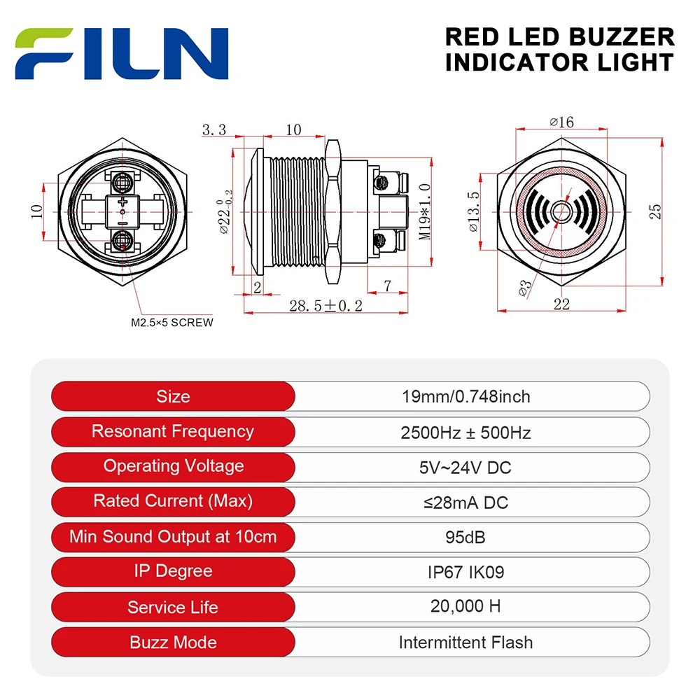 19 мм металлический светодиодный - Фотография_2