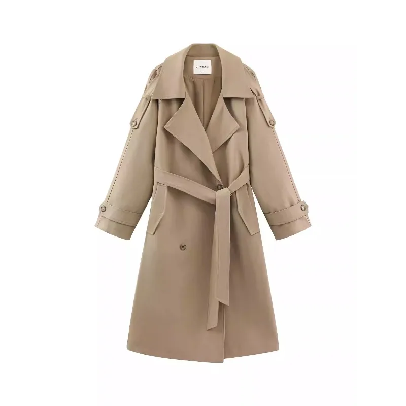 Осенний двубортный тренч для женщин - Фотография_6