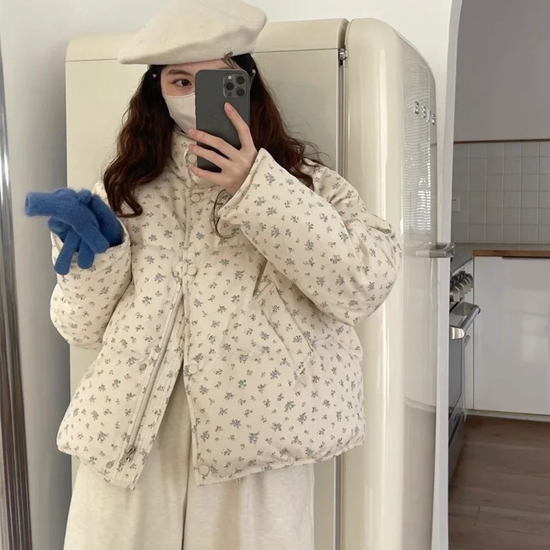 Зимние корейские хлопковые пальто с принтом - Фотография_2