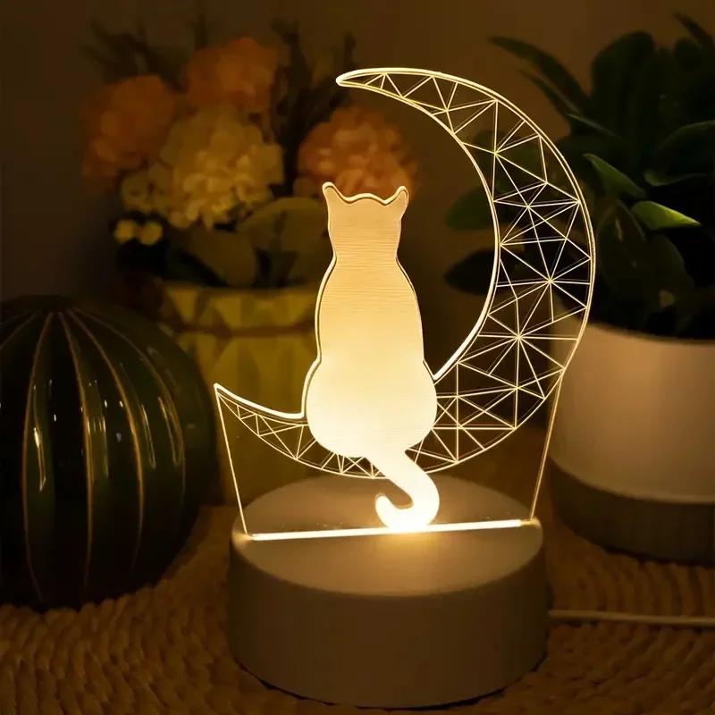 3d светящийся креативный ночник mooncat с питанием от usb - Фотография_3