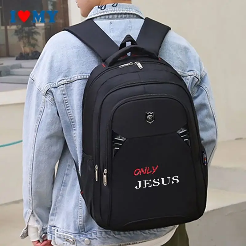 Только черный спортивный рюкзак с принтом иисус для мужчин и женщин - Фотография_6