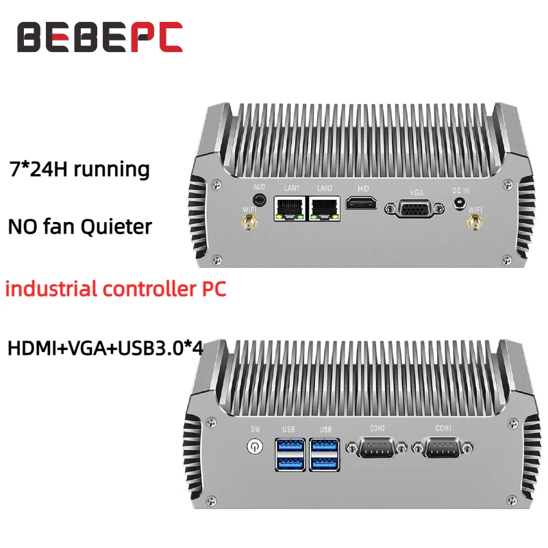 Мини-пк безвентилятора dual lan