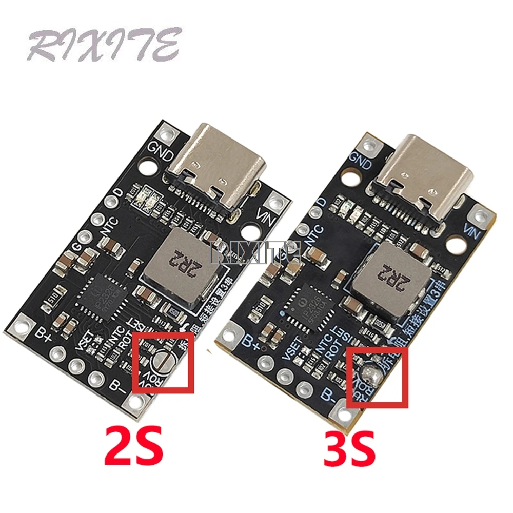 Модуль повышения зарядки литиевой батареи type-c usb 2-3s bms 15 вт 8