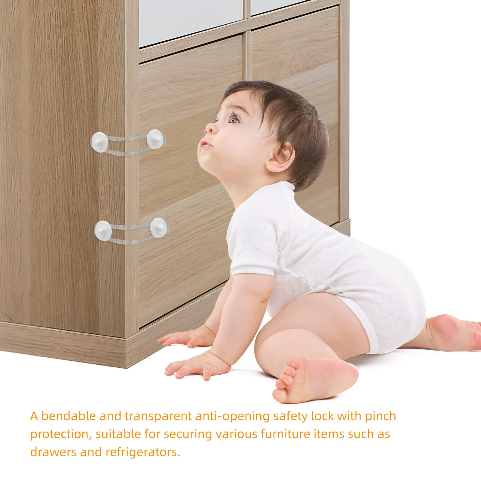 Прозрачные гибкие замки с защитой от детей для ящика холодильника