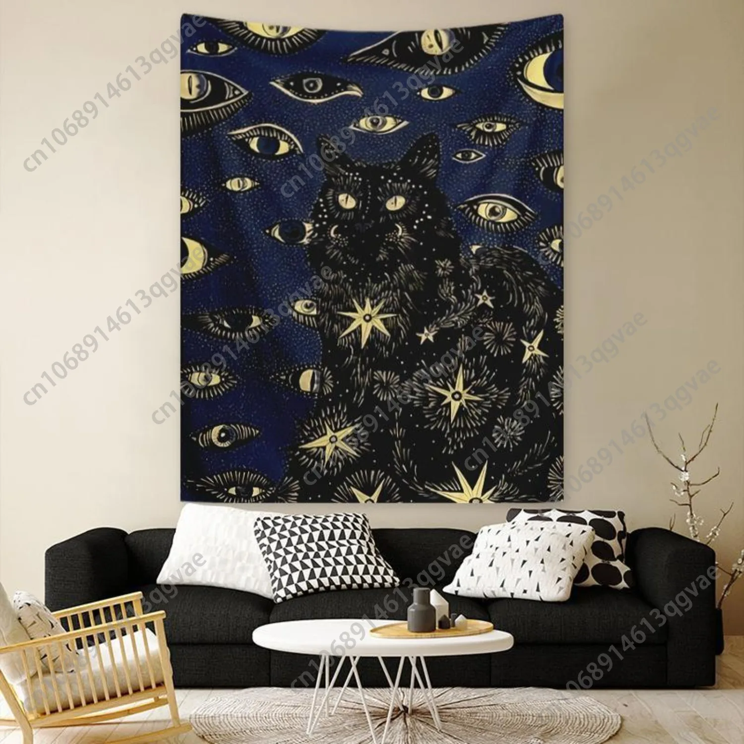 Настенный гобелен с рисунком кота и глаза - Фотография_3