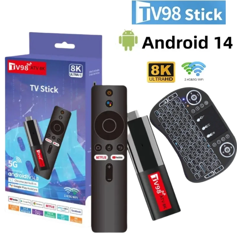 Мини-тв-стик tv98 atv android 14 h618 2