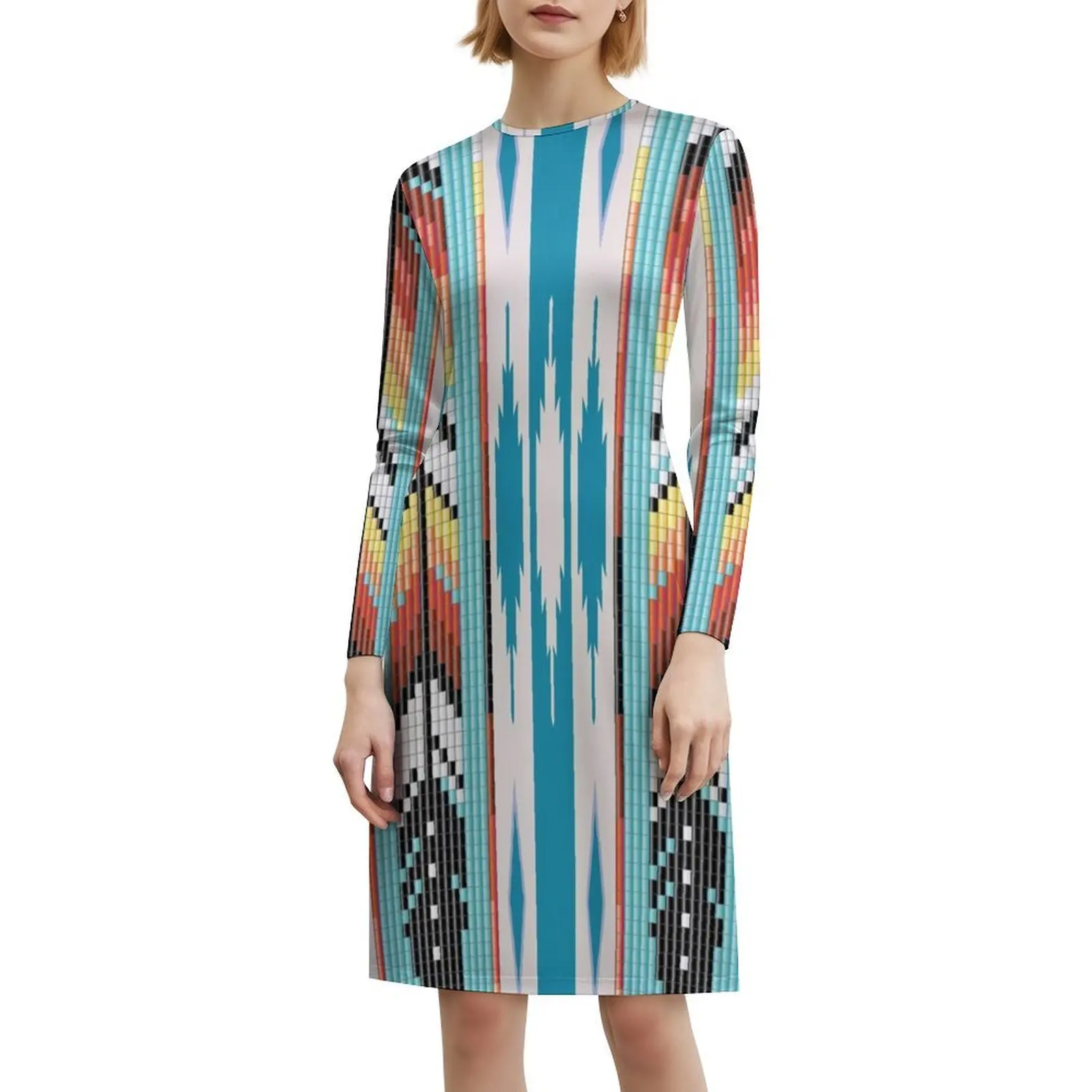 Мини-платье в консервативном стиле с перьями и бусинами для женщин - Фотография_6