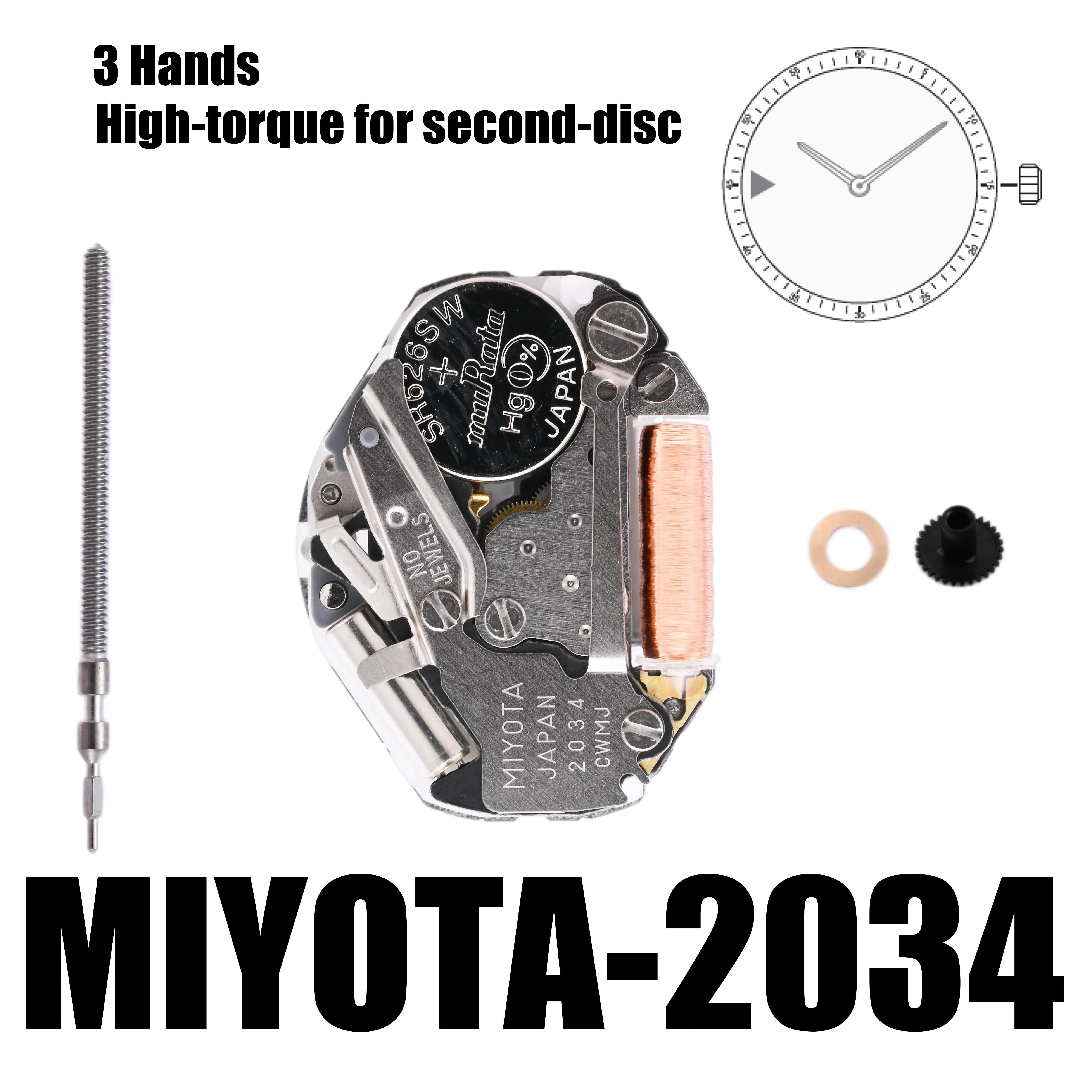 Стандартный механизм miyota 2034 | часы движения cal.2034 - Фотография_6